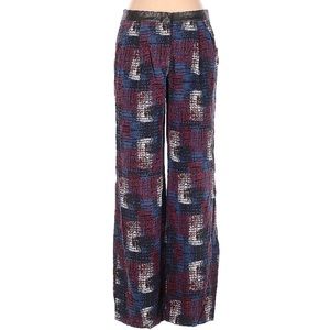 Jenni Kayne 100% Silk Mid Rise Wide Leg Pants With Leather Waistband